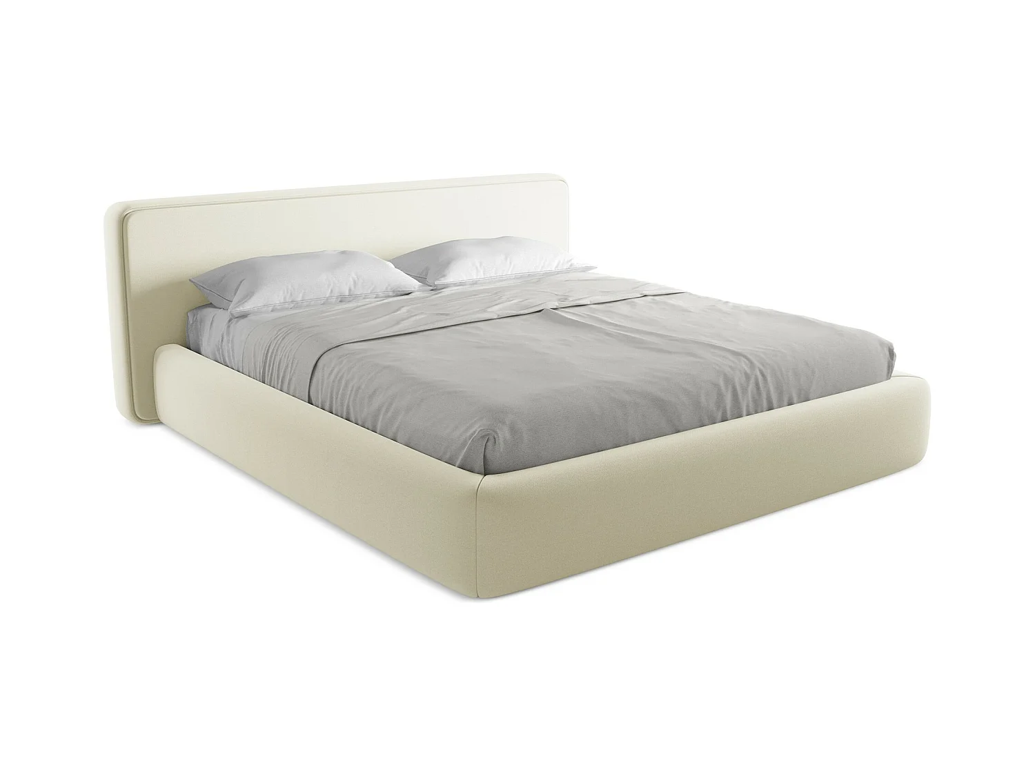 Bed met opbergruimte 220 x 225 - bouclé - wit - KIANA