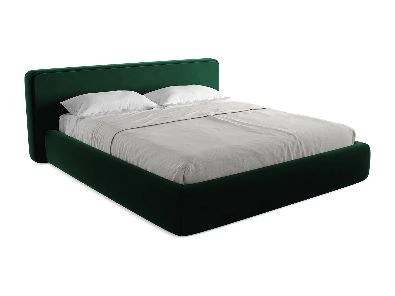 Bed met opbergruimte 220 x 225 - velours - flessengroen - KIANA