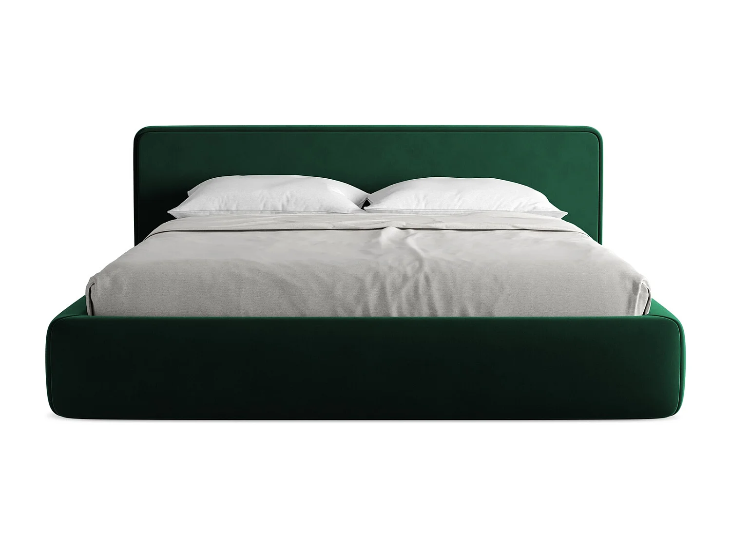 Bed met opbergruimte 220 x 225 - velours - flessengroen - KIANA