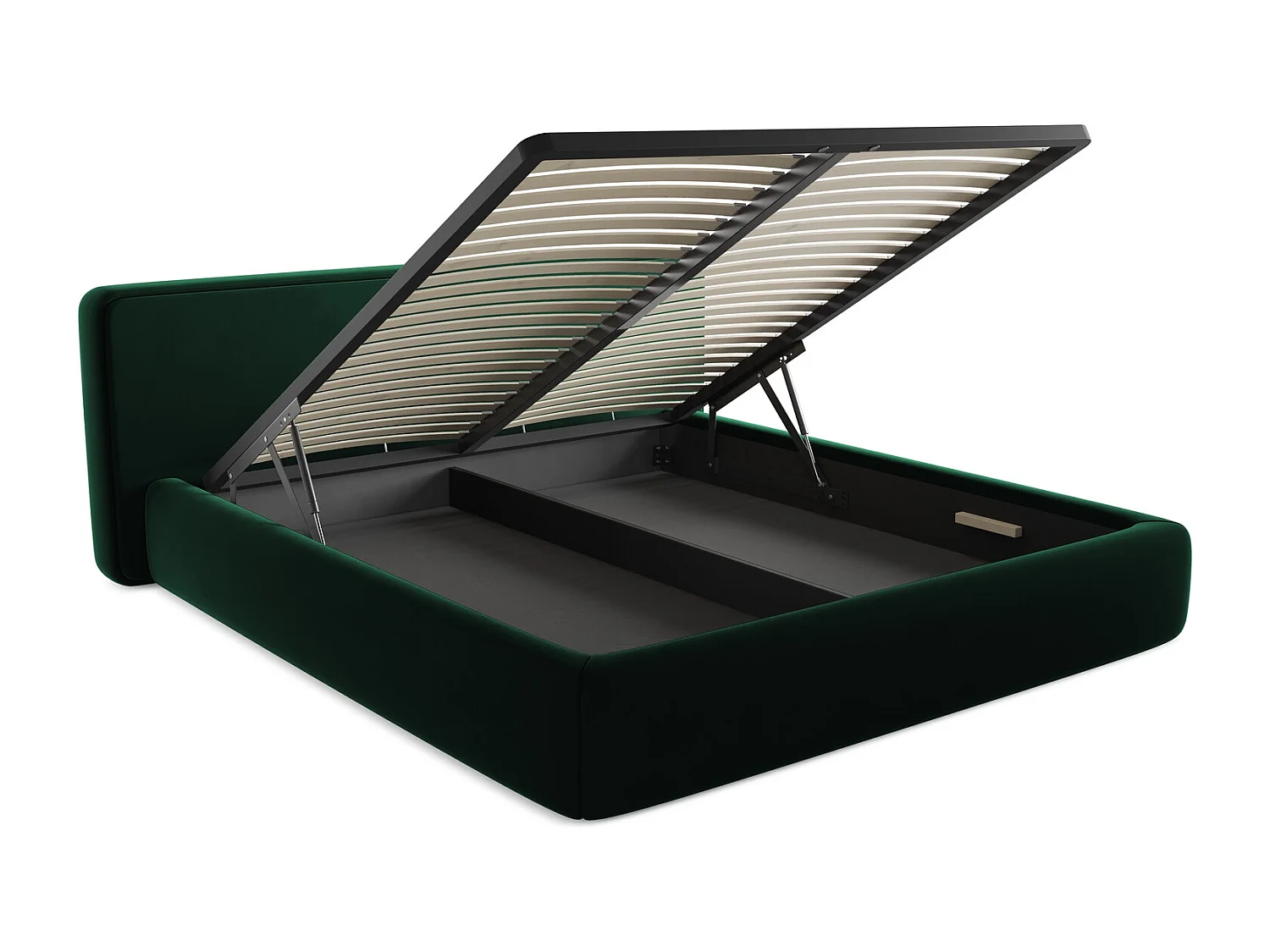 Bed met opbergruimte 220 x 225 - velours - flessengroen - KIANA