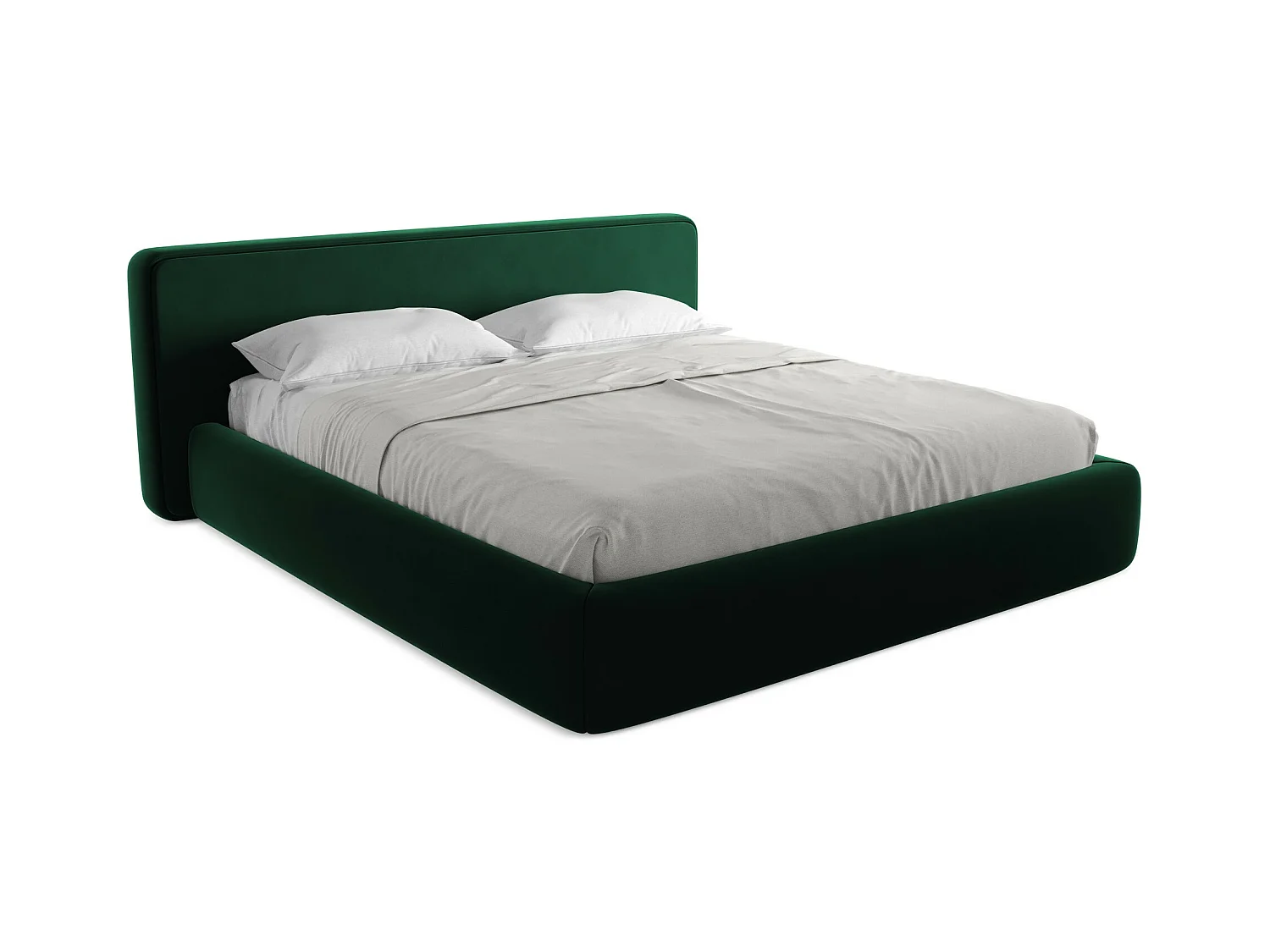 Bett mit Bettkasten - 220 x 225 - Samt - Flaschengrün - KIANA