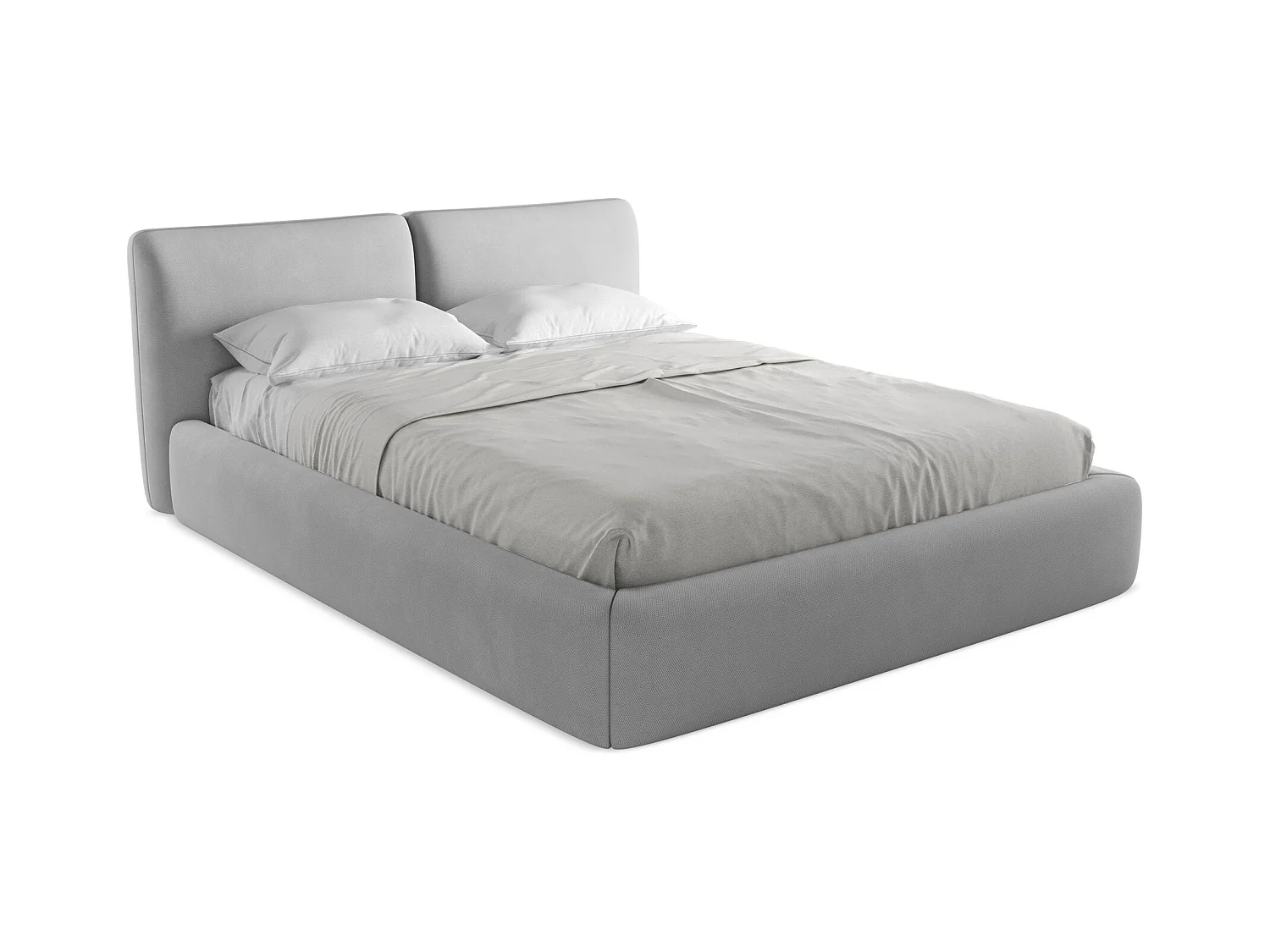 Bed met opbergruimte 180 x 228 - chenille stof - lichtgrijs - HOKU