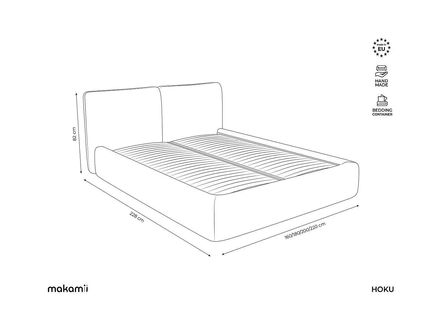 Łóżko 180 x 228 - z tkaniny szenilowej - jasny szary - HOKU