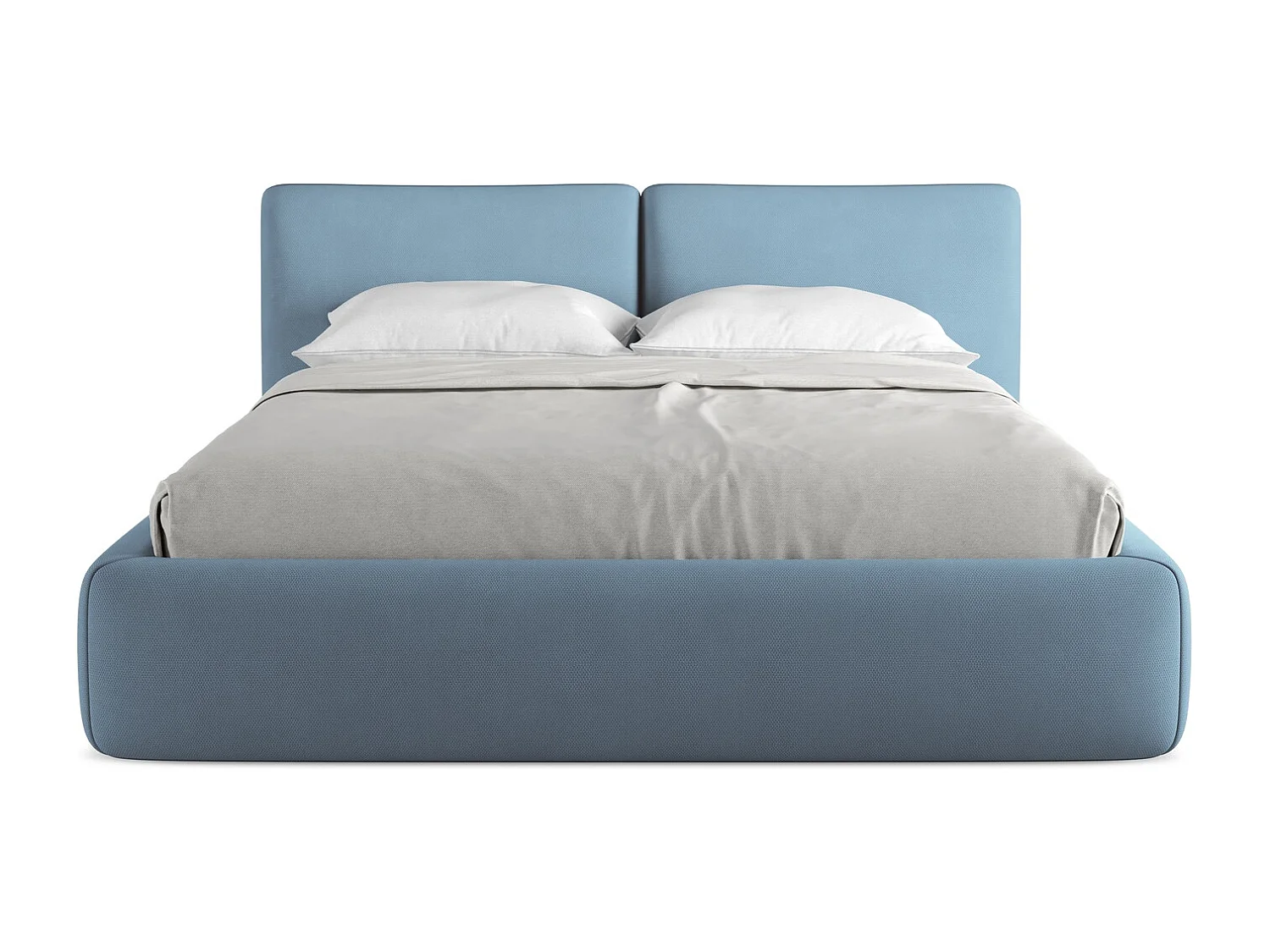 Lit coffre en tissu chenille 160 x 200 - gris clair - HOKU