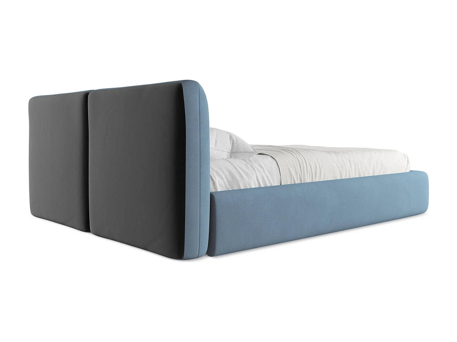 Lit coffre en tissu chenille 160 x 200 - gris clair - HOKU