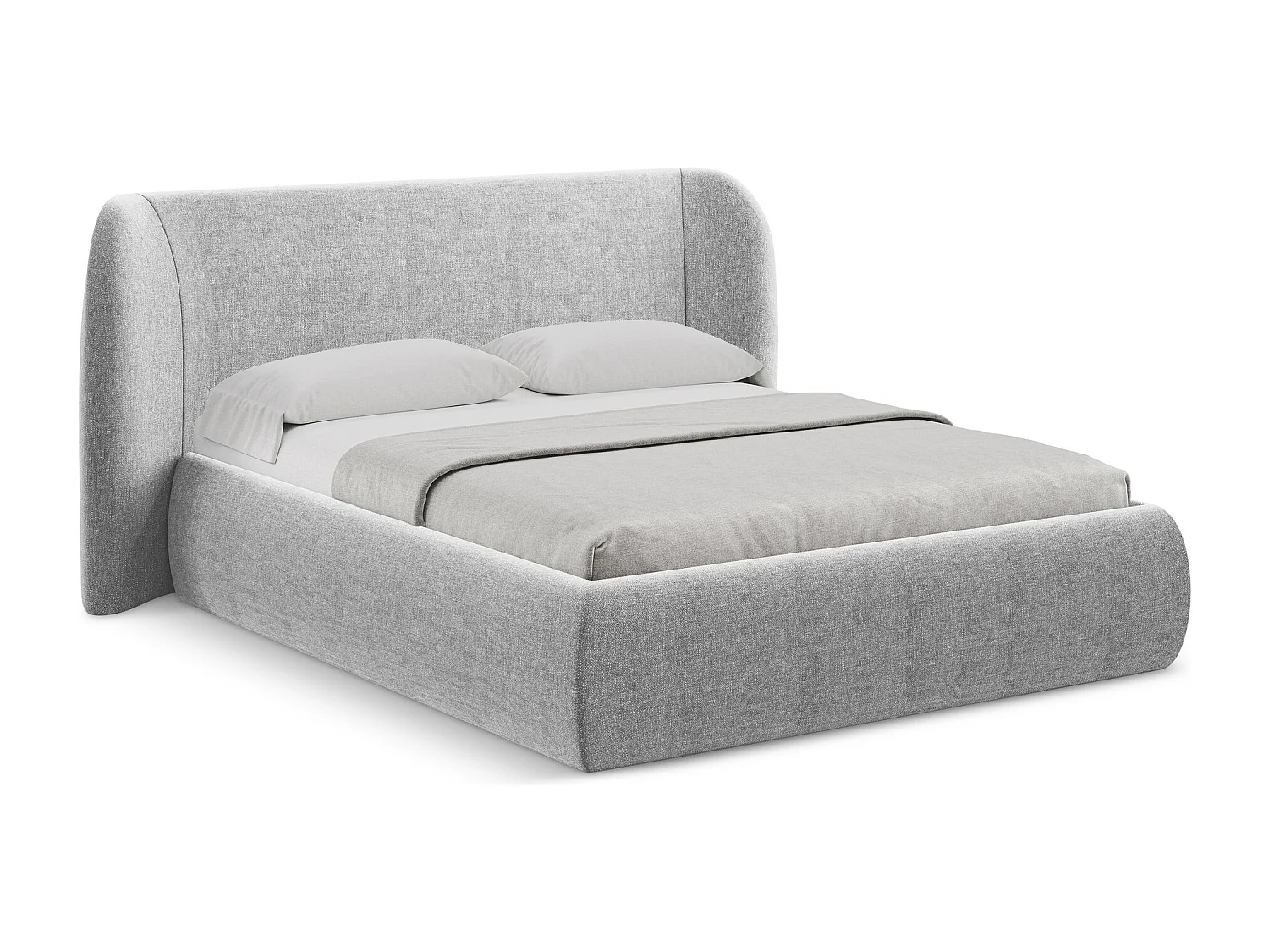 Cama com espaço de arrumação 180x200 cm em tecido chenille - cinza claro - HAUKE