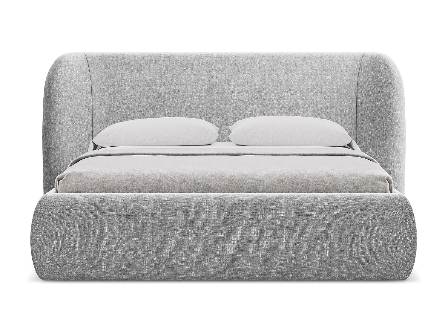 Cama com espaço de arrumação 180x200 cm em tecido chenille - cinza claro - HAUKE