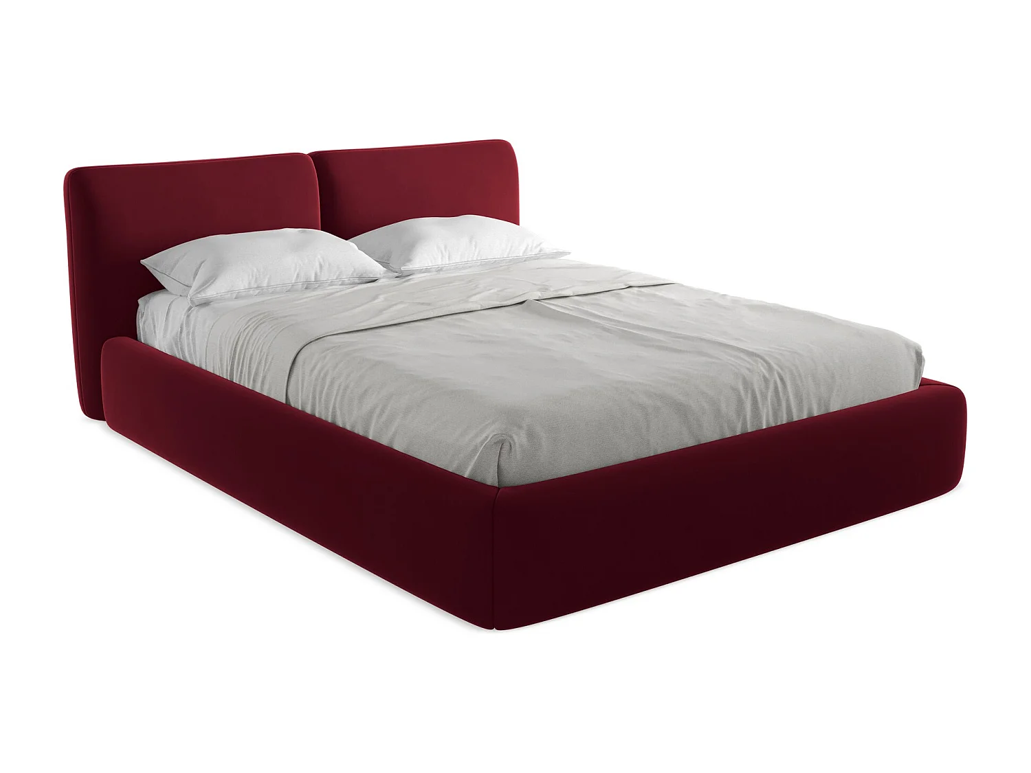 Bett mit Bettkasten - 180 x 228 - Samt - Burgund - HOKU