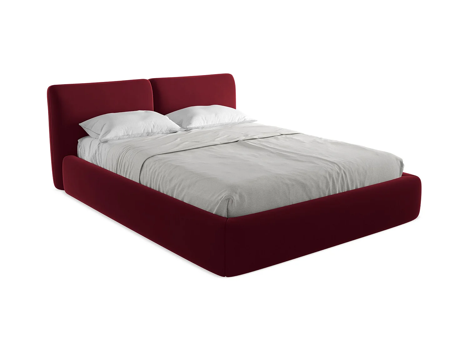 Lit coffre en velours 160 x 200 - bourgogne - HOKU