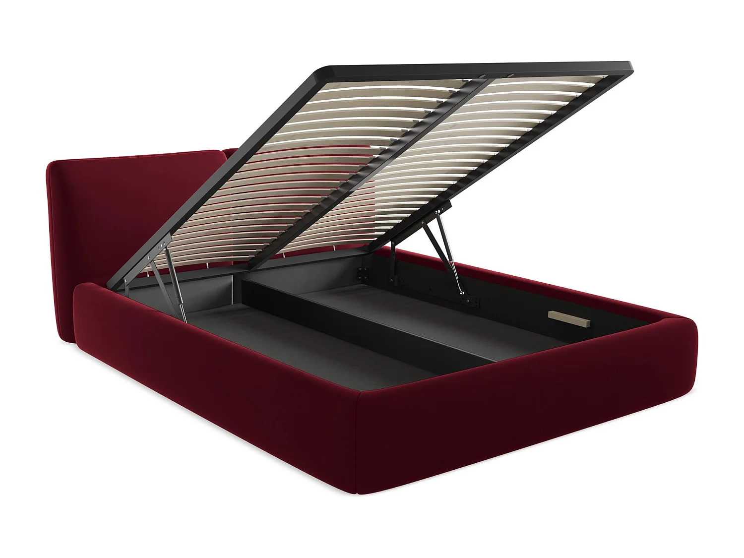 Lit coffre en velours 160 x 200 - bourgogne - HOKU