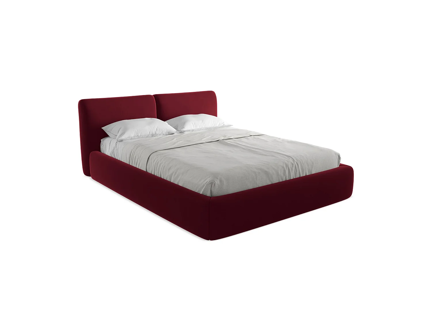 Lit coffre en velours 180 x 228 - bourgogne - MILANO