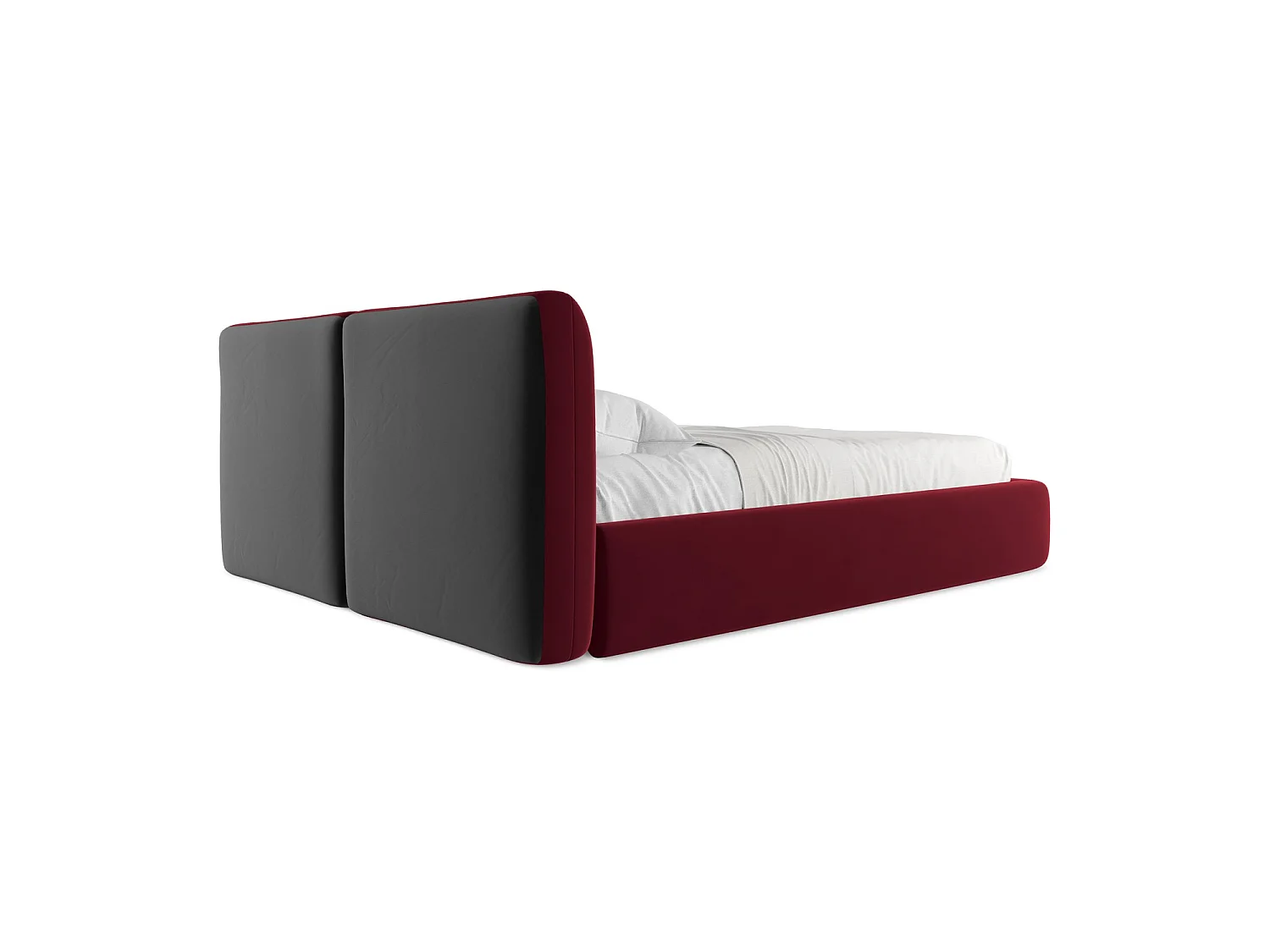 Lit coffre en velours 180 x 228 - bourgogne - MILANO