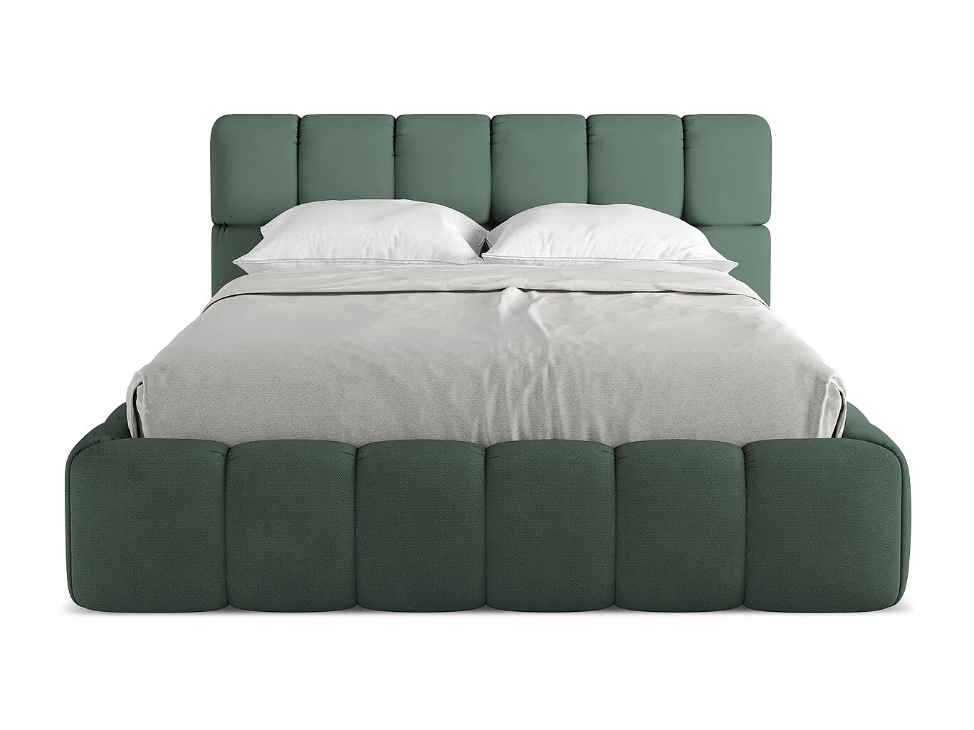 Lit coffre en tissu chenille 140 x 200 - vert - NALU