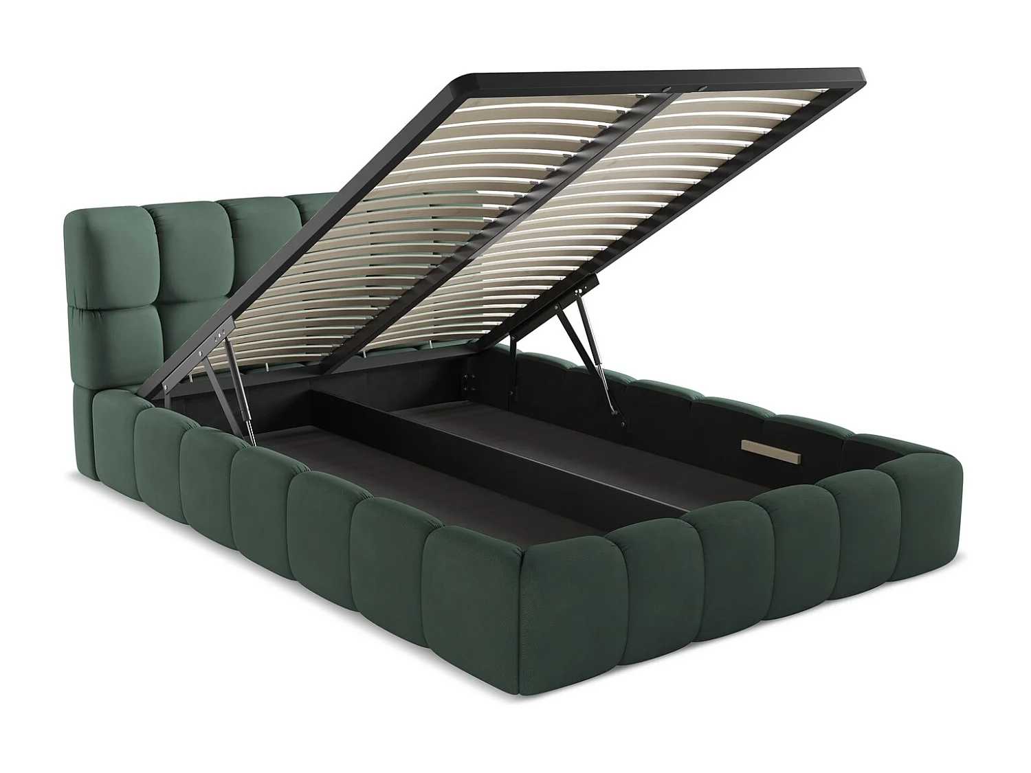 Lit coffre en tissu chenille 140 x 200 - vert - NALU