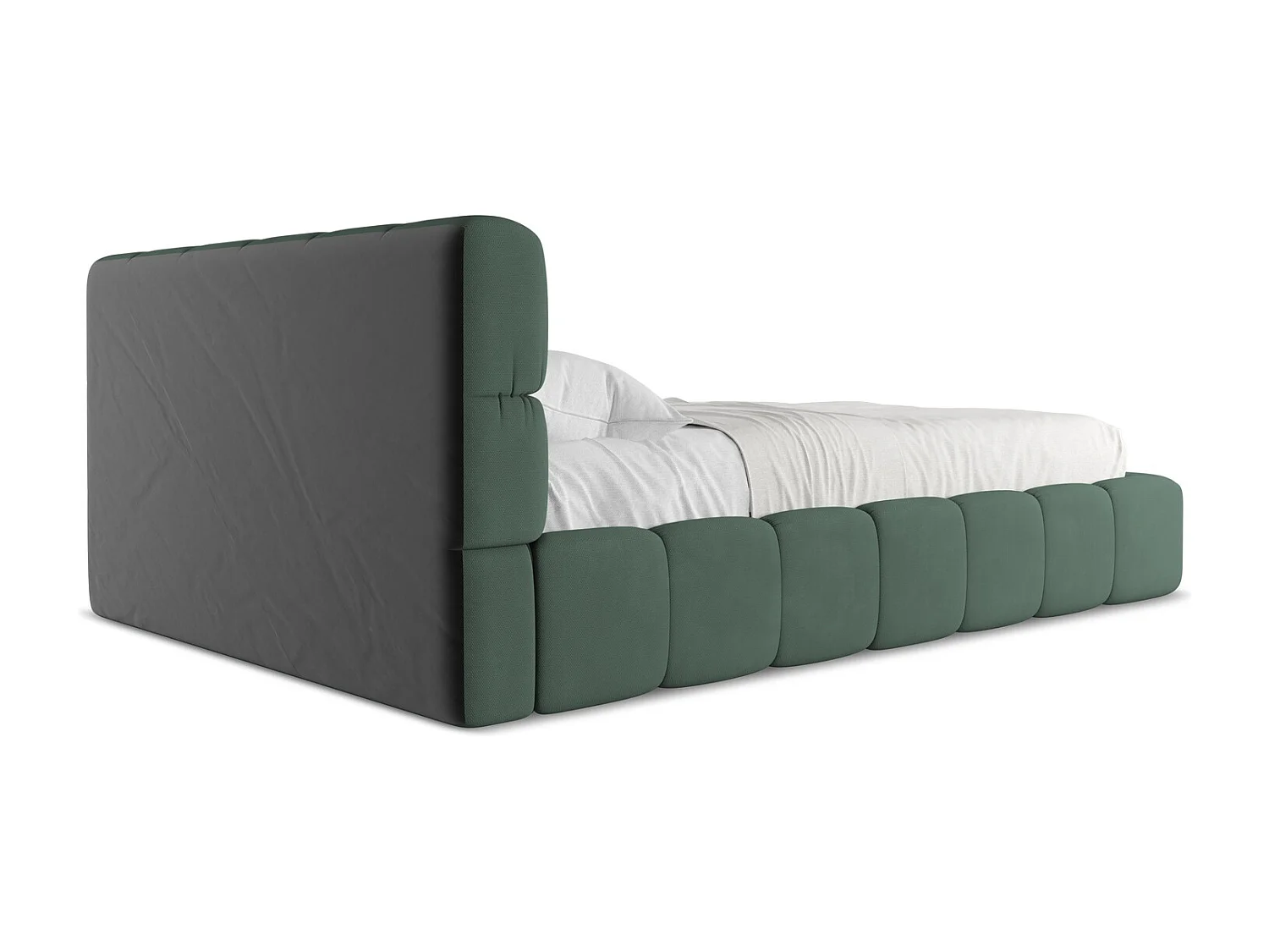 Lit coffre en tissu chenille 140 x 200 - vert - NALU