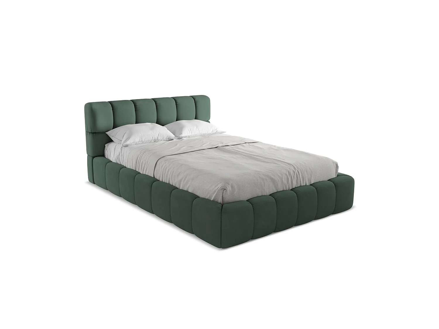 Bett mit Bettkasten - 160 x 228 - Chenille - Grün - ROMA