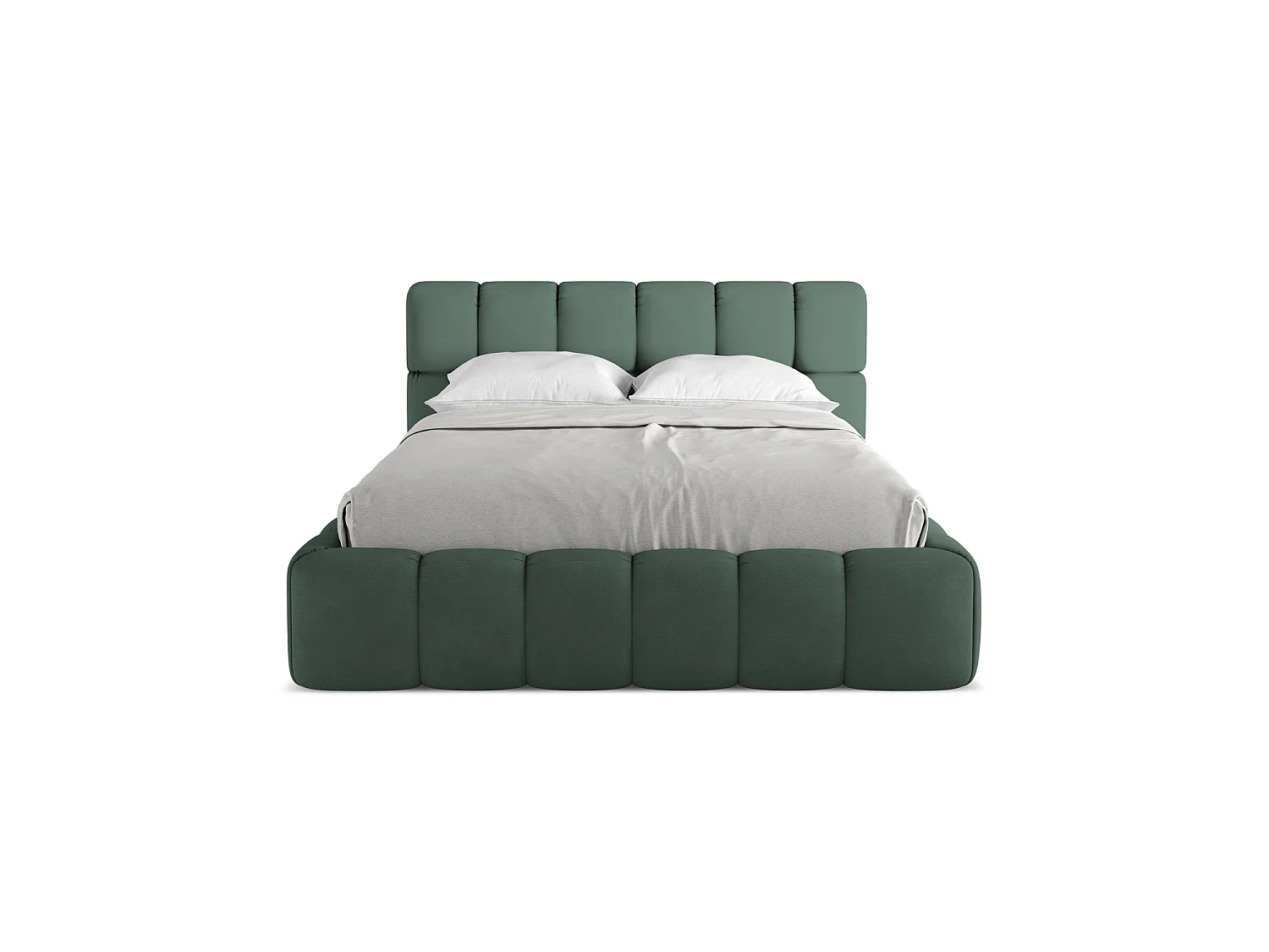 Bett mit Bettkasten - 160 x 228 - Chenille - Grün - ROMA