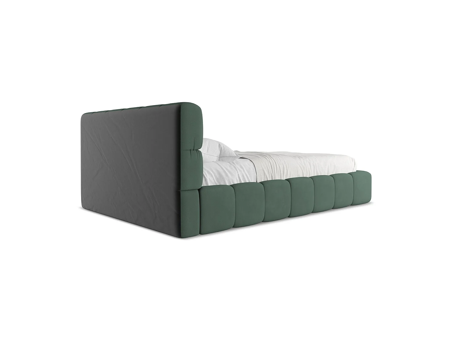 Bett mit Bettkasten - 160 x 228 - Chenille - Grün - ROMA