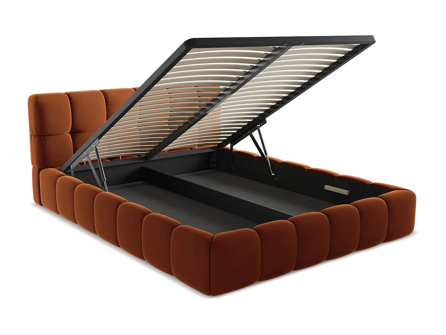 Bett mit Bettkasten - 180 x 228 - Samt - Terrakotta - NALU