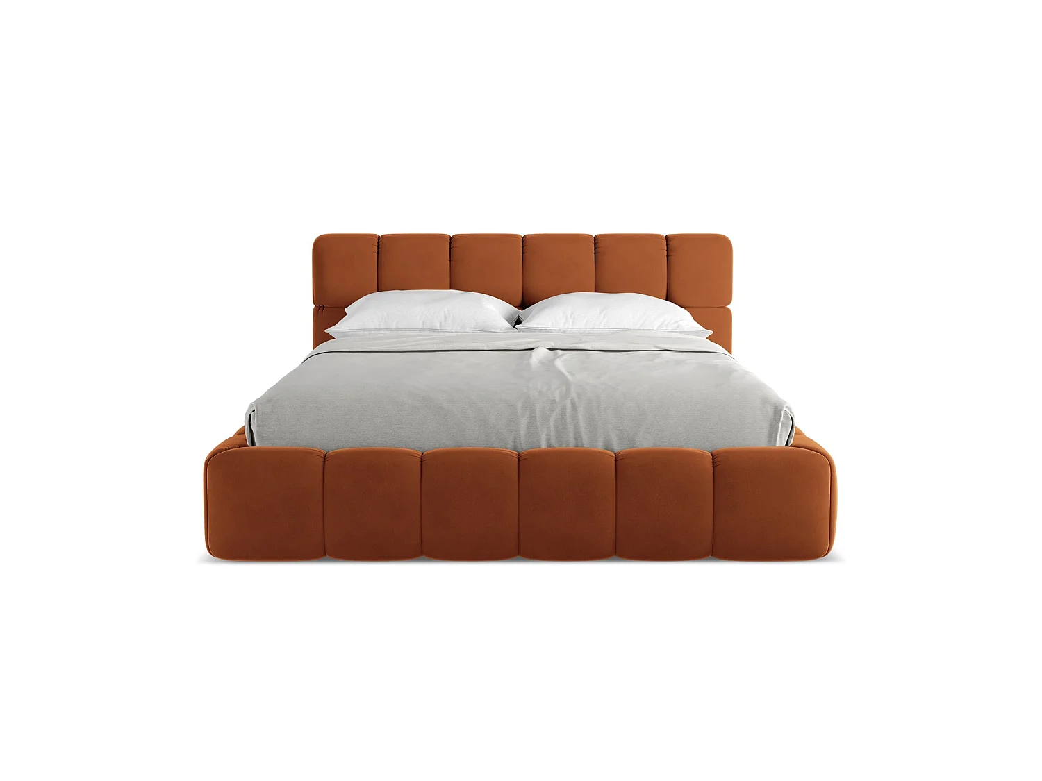 Bett mit Bettkasten - 180 x 228 - Samt - Terrakotta - ROMA