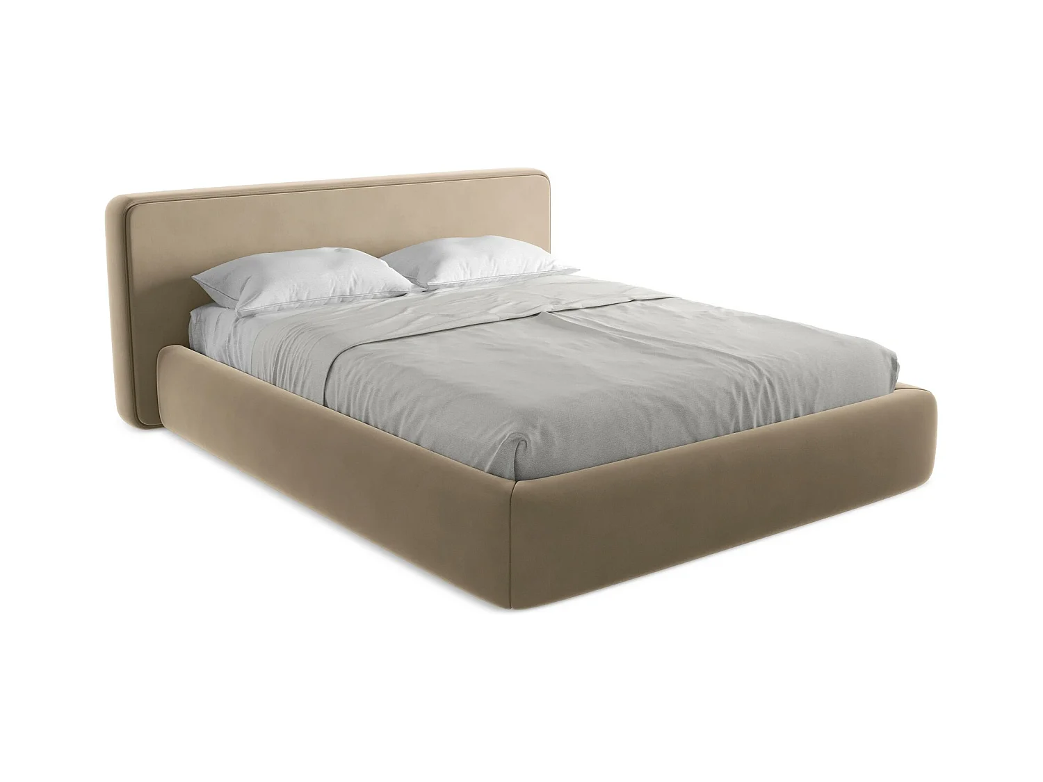 Lit coffre en velours 160 x 200 - beige clair - KIANA