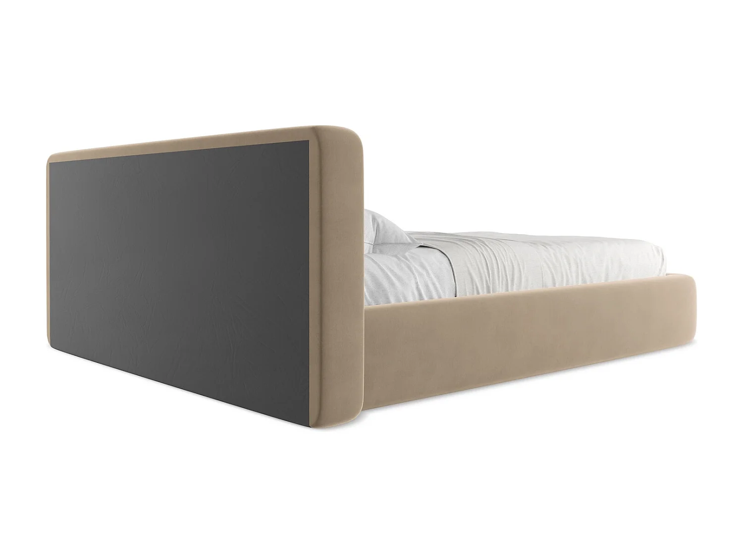 Bed met opbergruimte 200 x 225 - velours - lichtbeige - KIANA