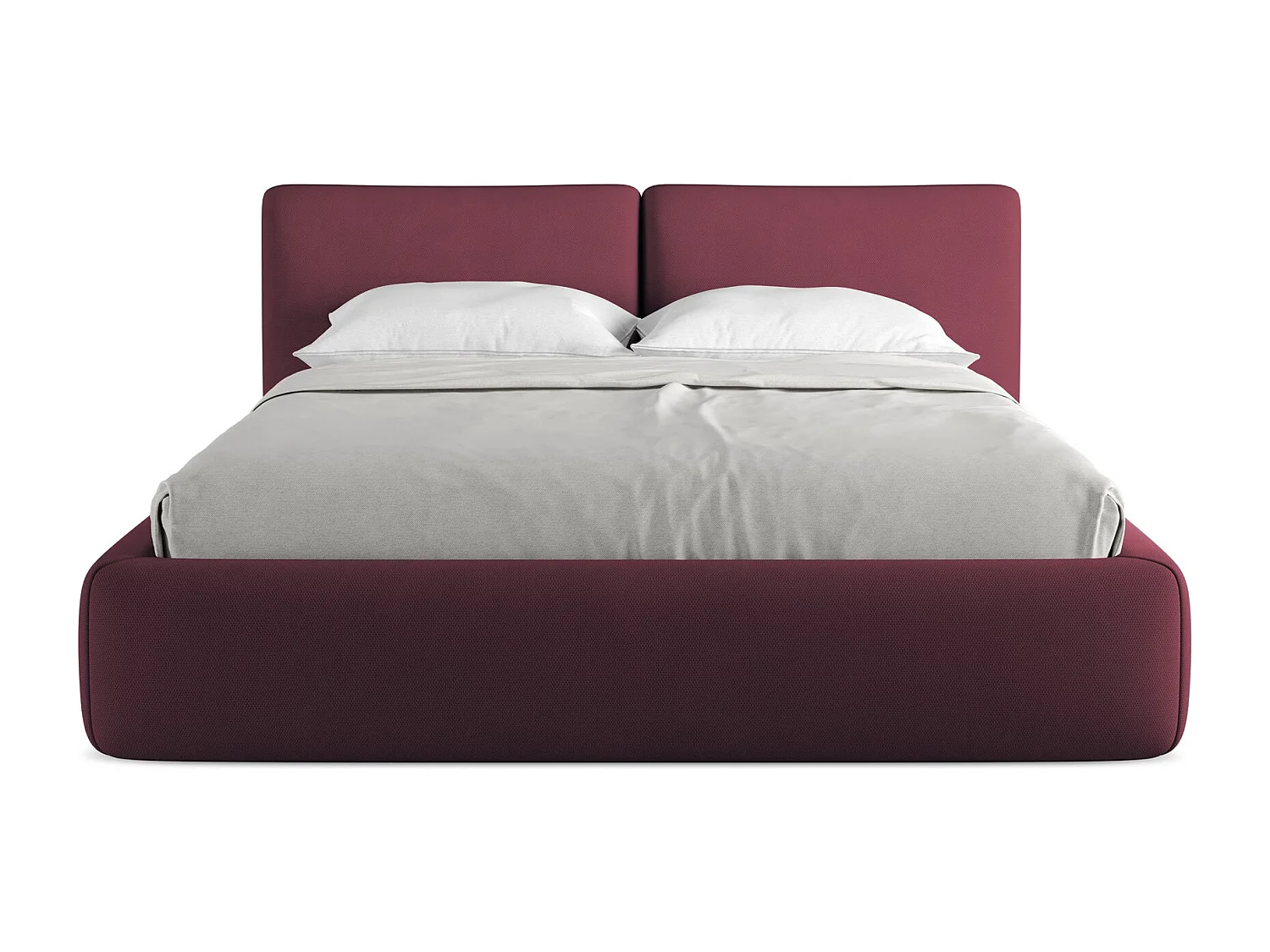 Bett mit Bettkasten - 180 x 228 - Chenille - Rotwein - HOKU