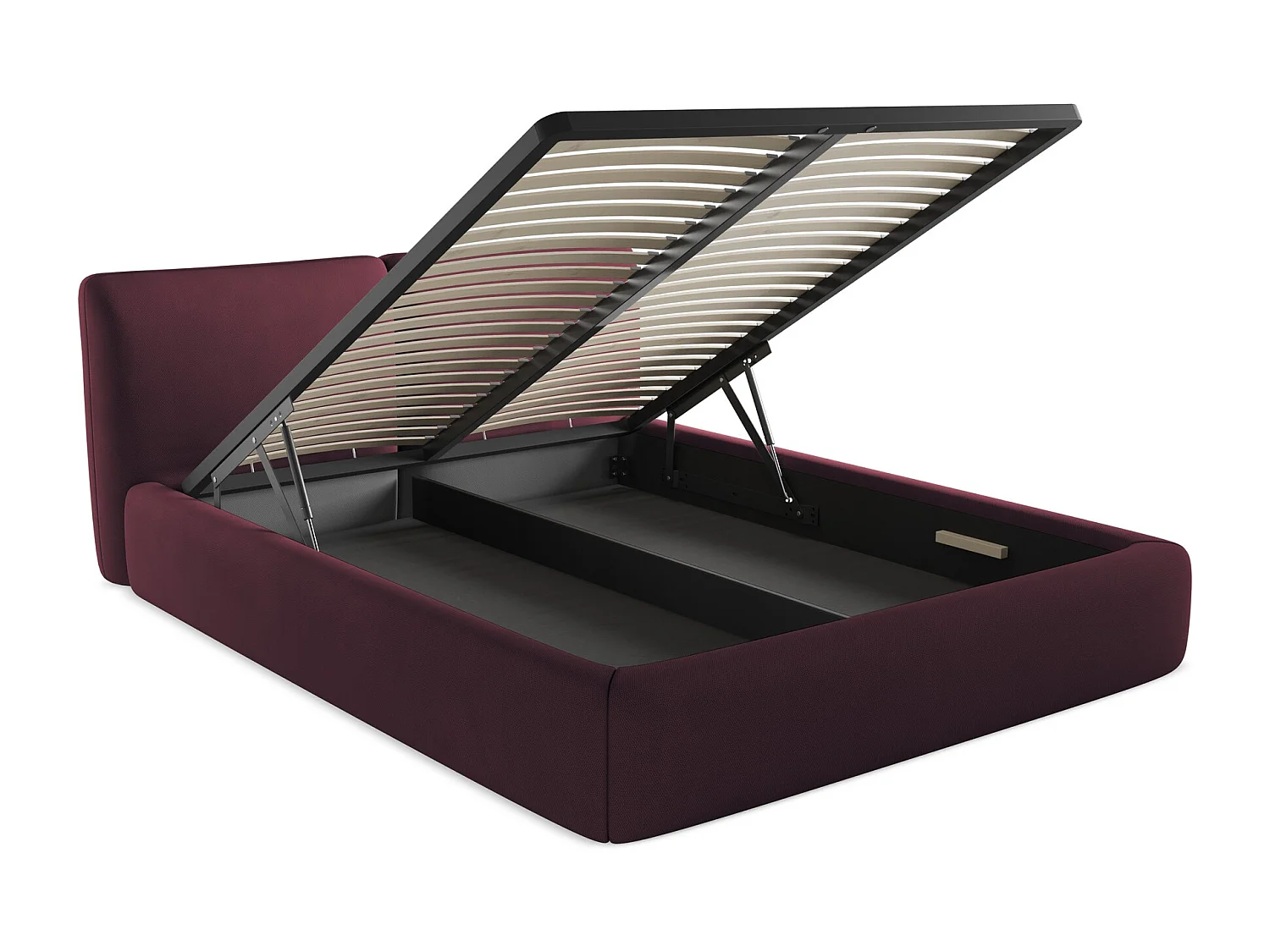 Lit coffre en tissu chenille 160 x 200 - bordeaux - HOKU