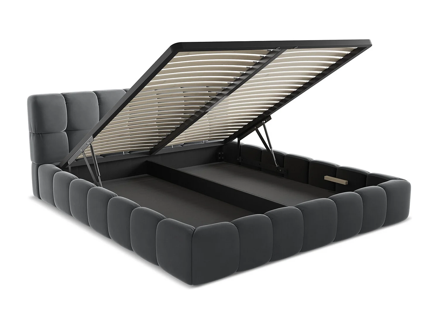 Lit coffre en velours 180 x 200 - acier - NALU