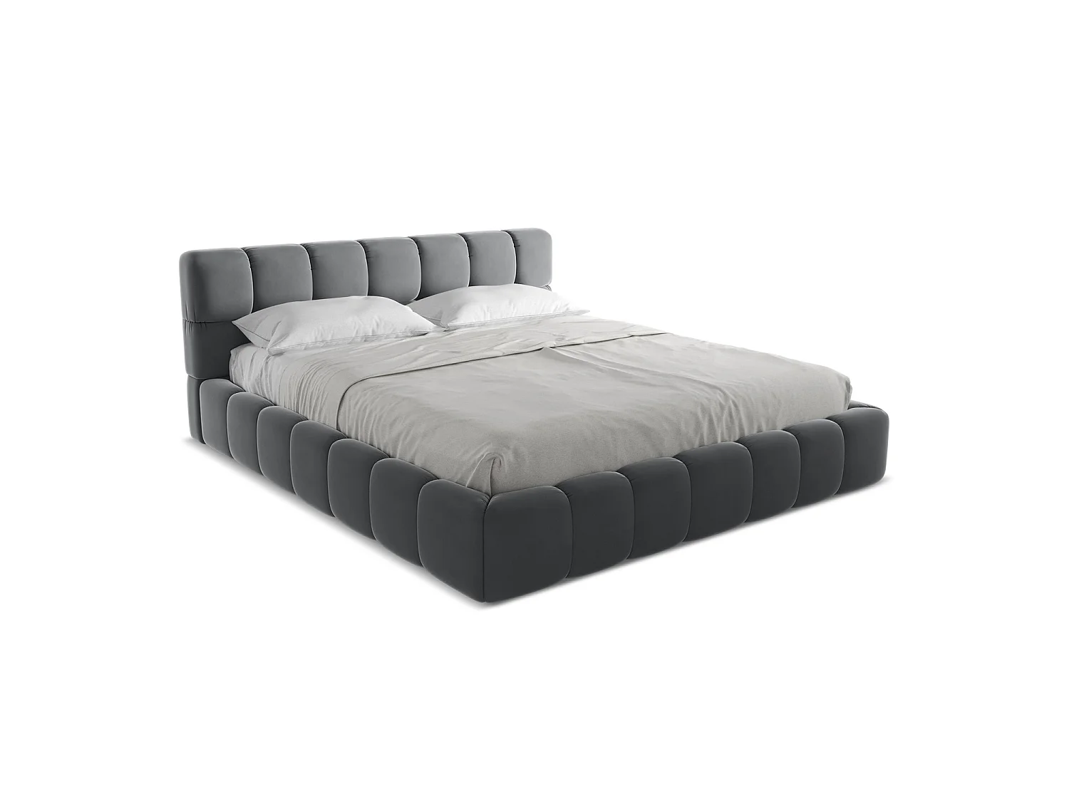 Bett mit Bettkasten - 200 x 228 - Samt - Stahl - ROMA