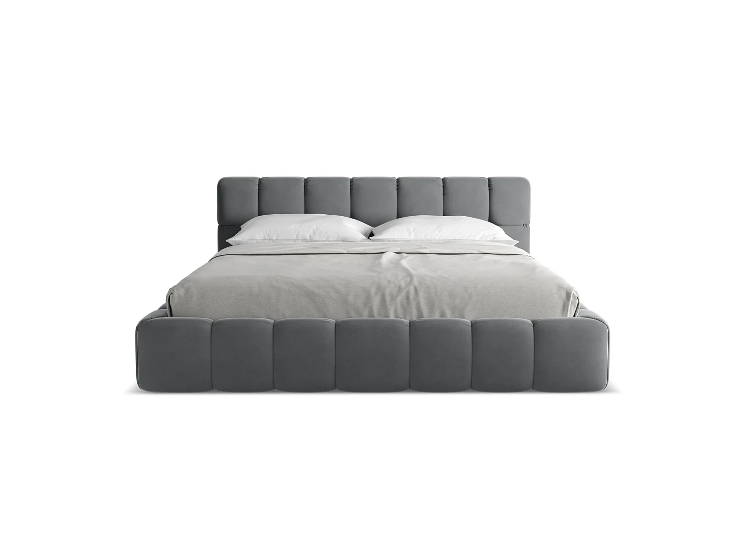 Bett mit Bettkasten - 200 x 228 - Samt - Stahl - ROMA
