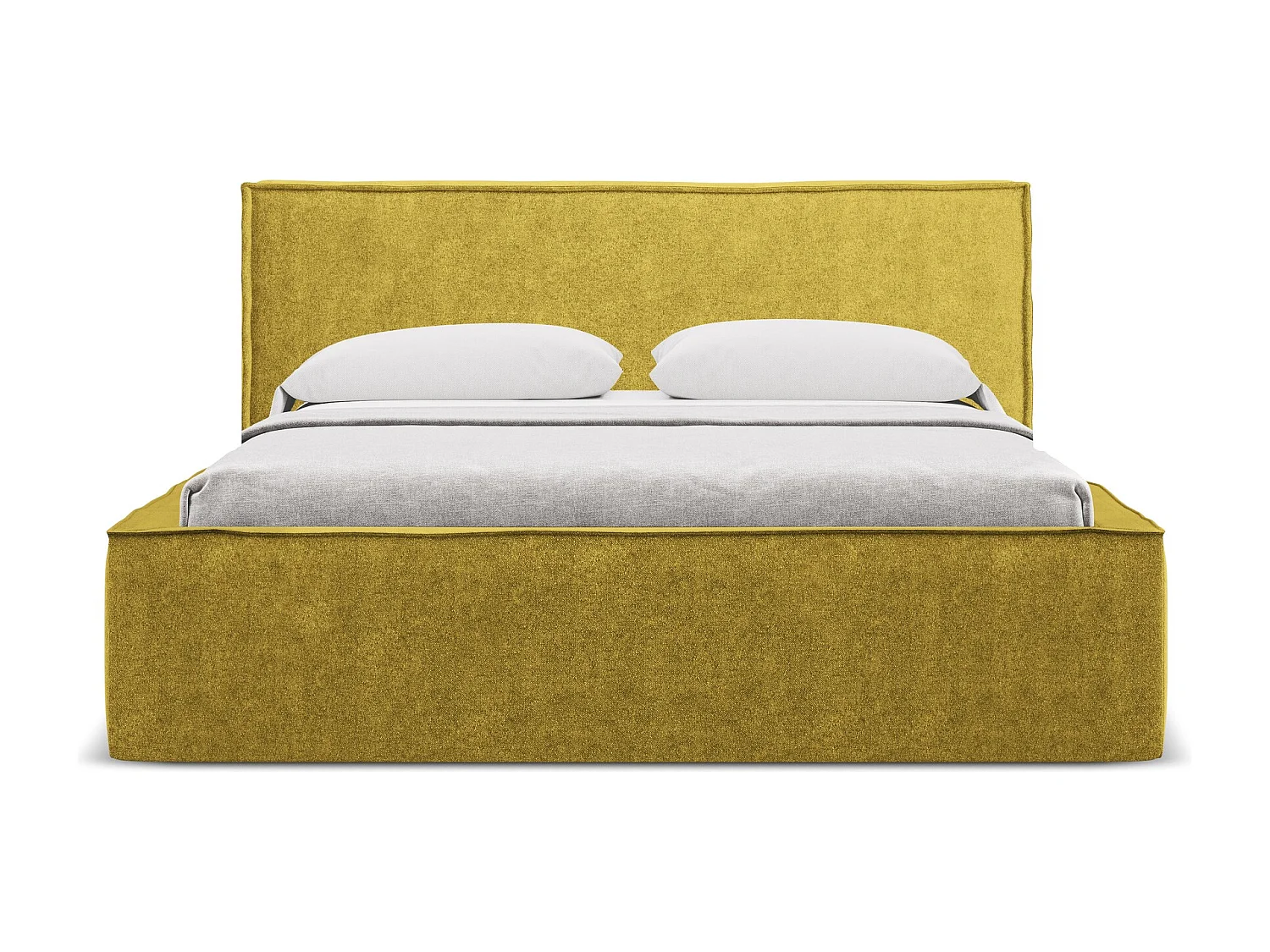 Łóżko 160 x 228 - z tkaniną boucle - musztardowy - ANANI