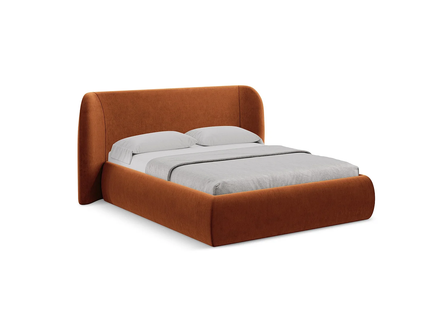 Lit coffre en velours 230 x 215 - terre cuite - TRIESTE