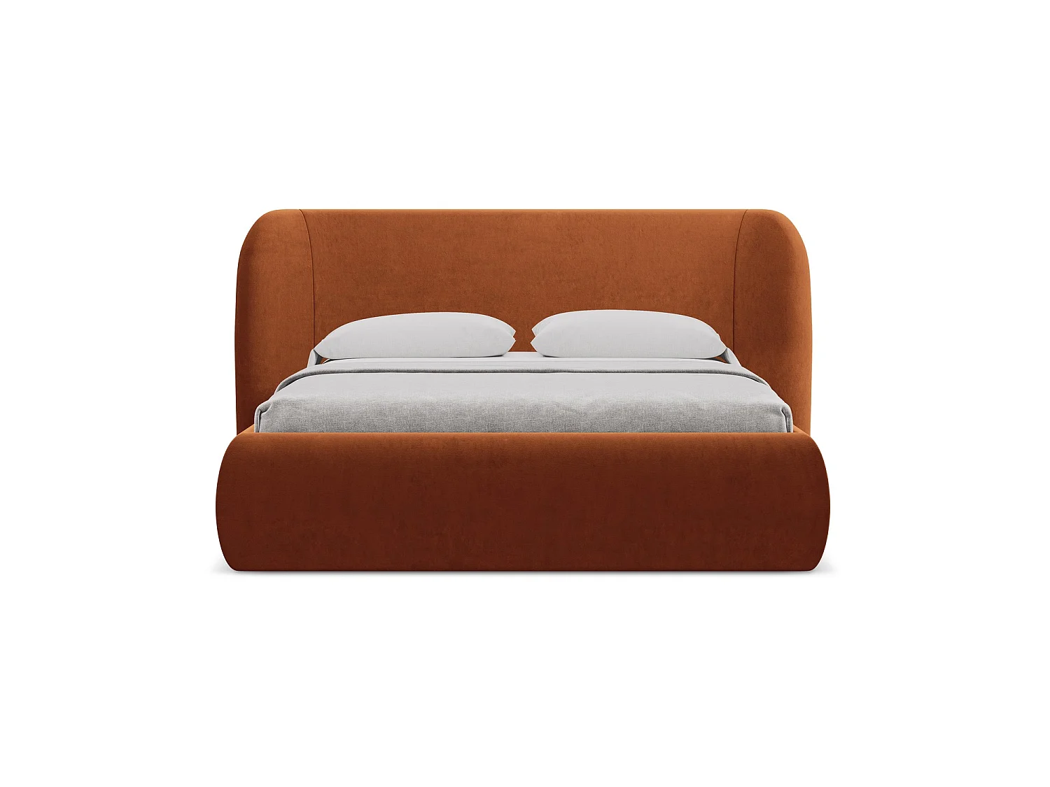 Lit coffre en velours 230 x 215 - terre cuite - TRIESTE