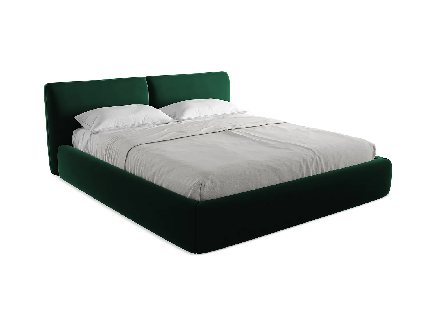 Bett mit Bettkasten - 200 x 228 - Samt - Flaschengrün - HOKU