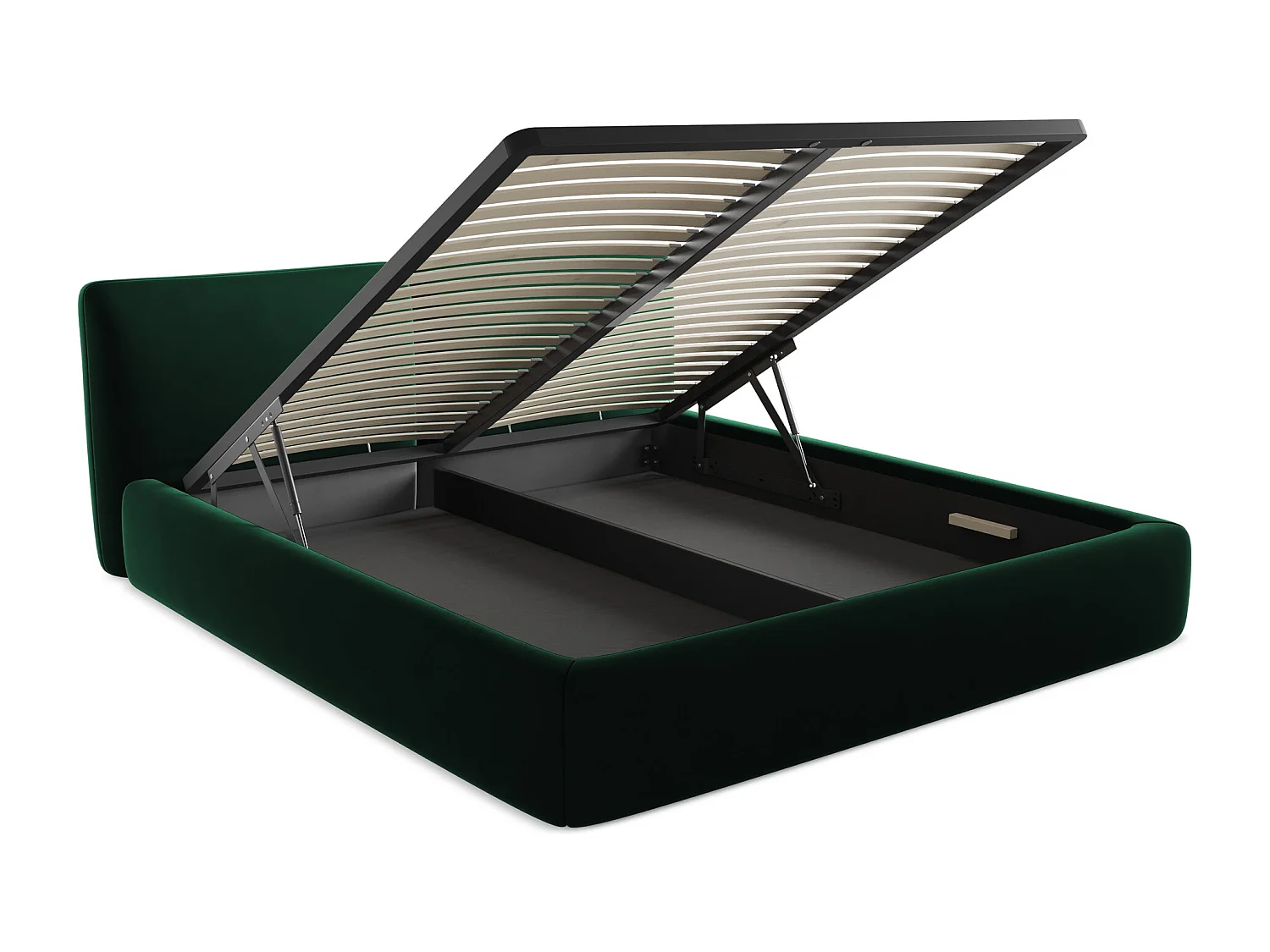 Lit coffre en velours 180 x 200 - bouteille verte - HOKU