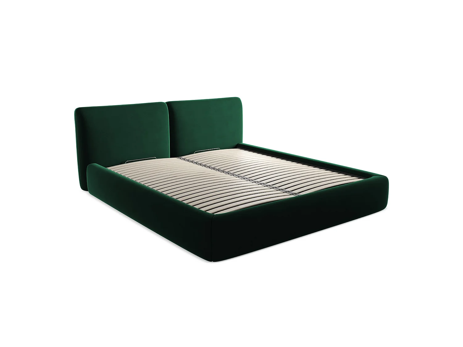 Lit coffre en velours 200 x 228 - bouteille verte - MILANO