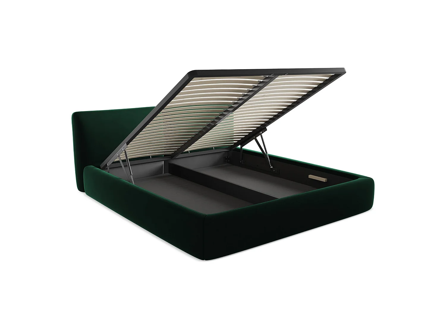 Lit coffre en velours 200 x 228 - bouteille verte - MILANO