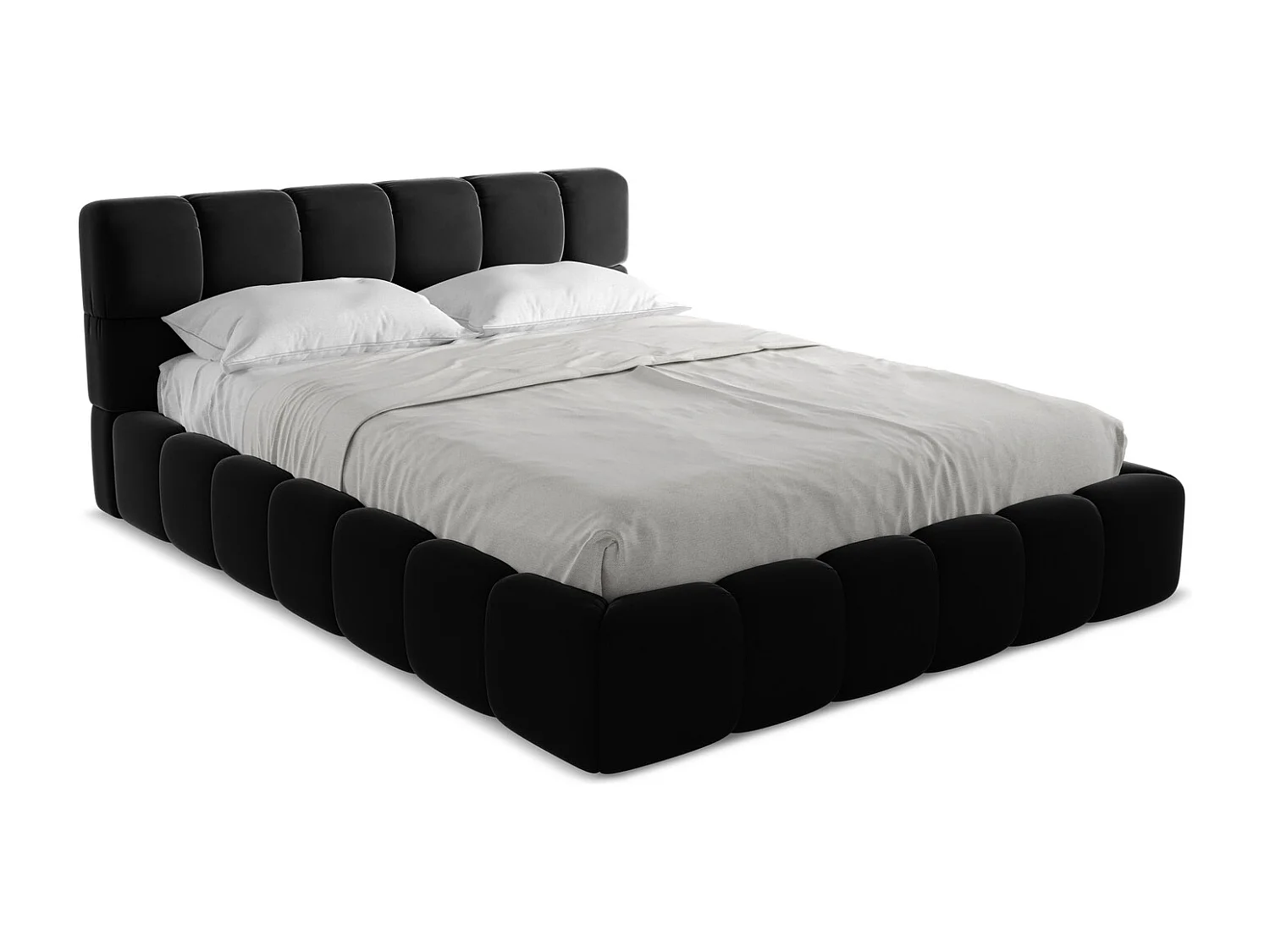 Bed met opbergruimte 180 x 228 - velours - zwart - NALU