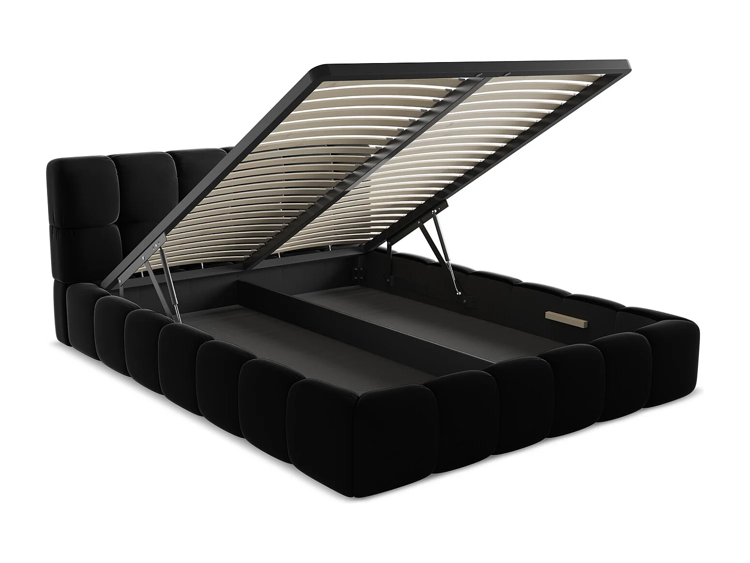 Bed met opbergruimte 180 x 228 - velours - zwart - NALU