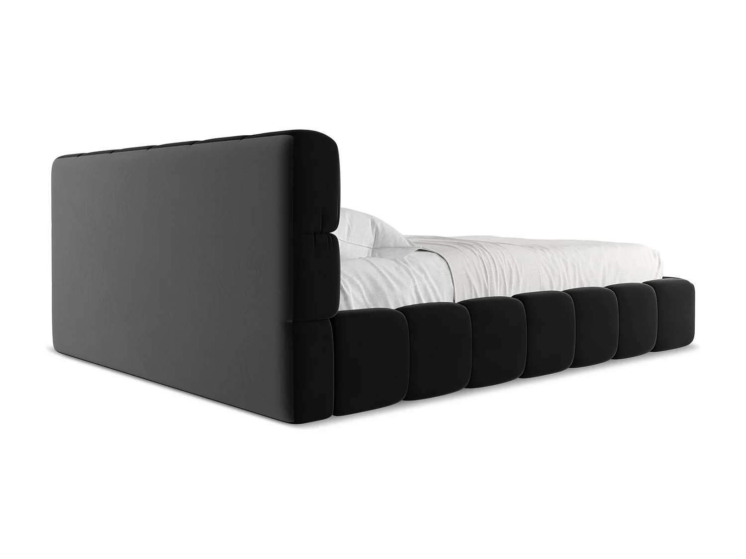 Bed met opbergruimte 180 x 228 - velours - zwart - NALU