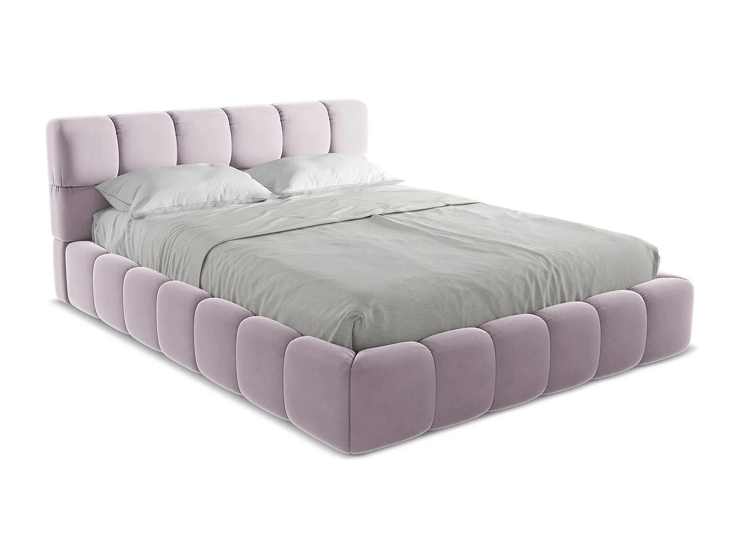 Bett mit Bettkasten - 180 x 228 - Samt - Lavendel - NALU