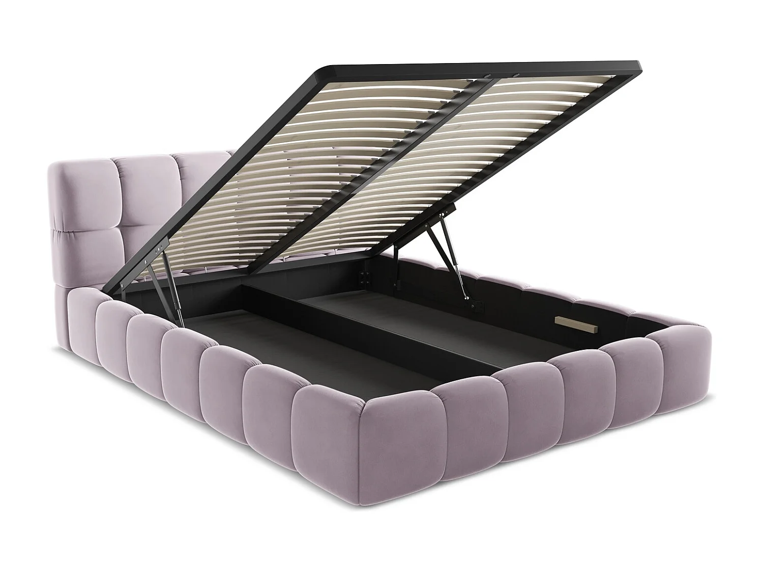 Bett mit Bettkasten - 180 x 228 - Samt - Lavendel - NALU