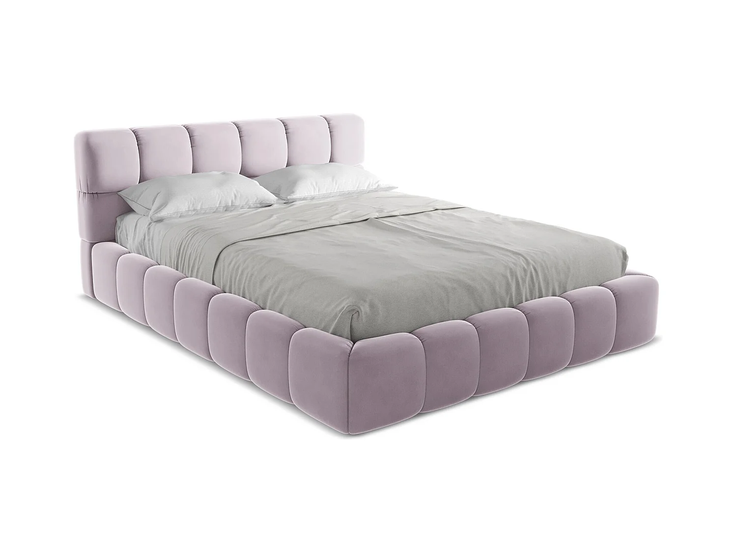 Lit coffre en velours 160 x 200 - lavande - NALU