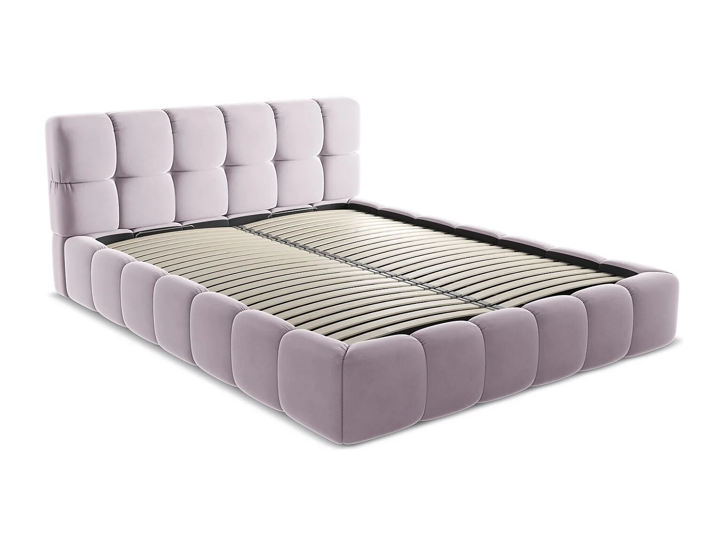 Lit coffre en velours 160 x 200 - lavande - NALU