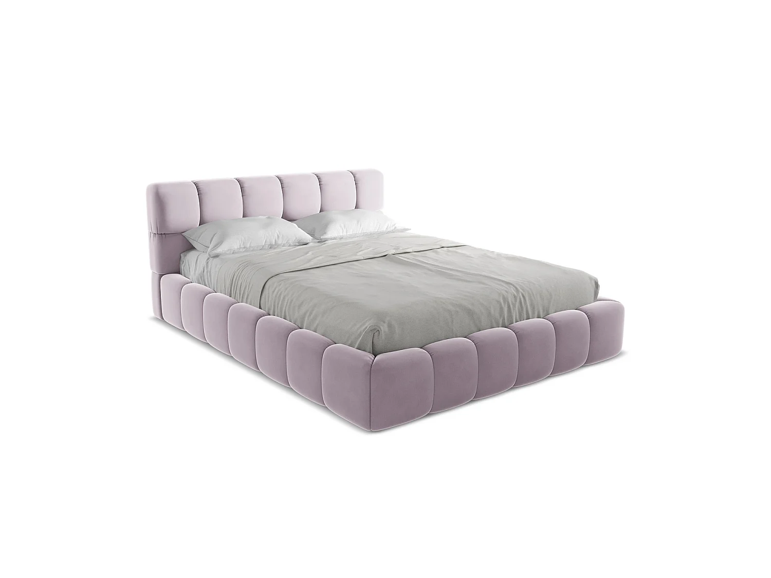 Bett mit Bettkasten - 180 x 228 - Samt - Lavendel - ROMA