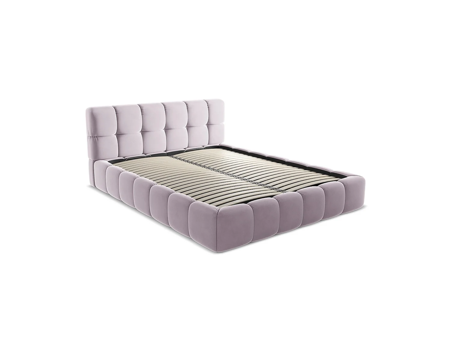 Bett mit Bettkasten - 180 x 228 - Samt - Lavendel - ROMA