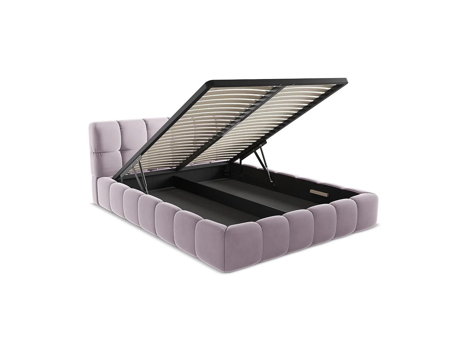 Bett mit Bettkasten - 180 x 228 - Samt - Lavendel - ROMA