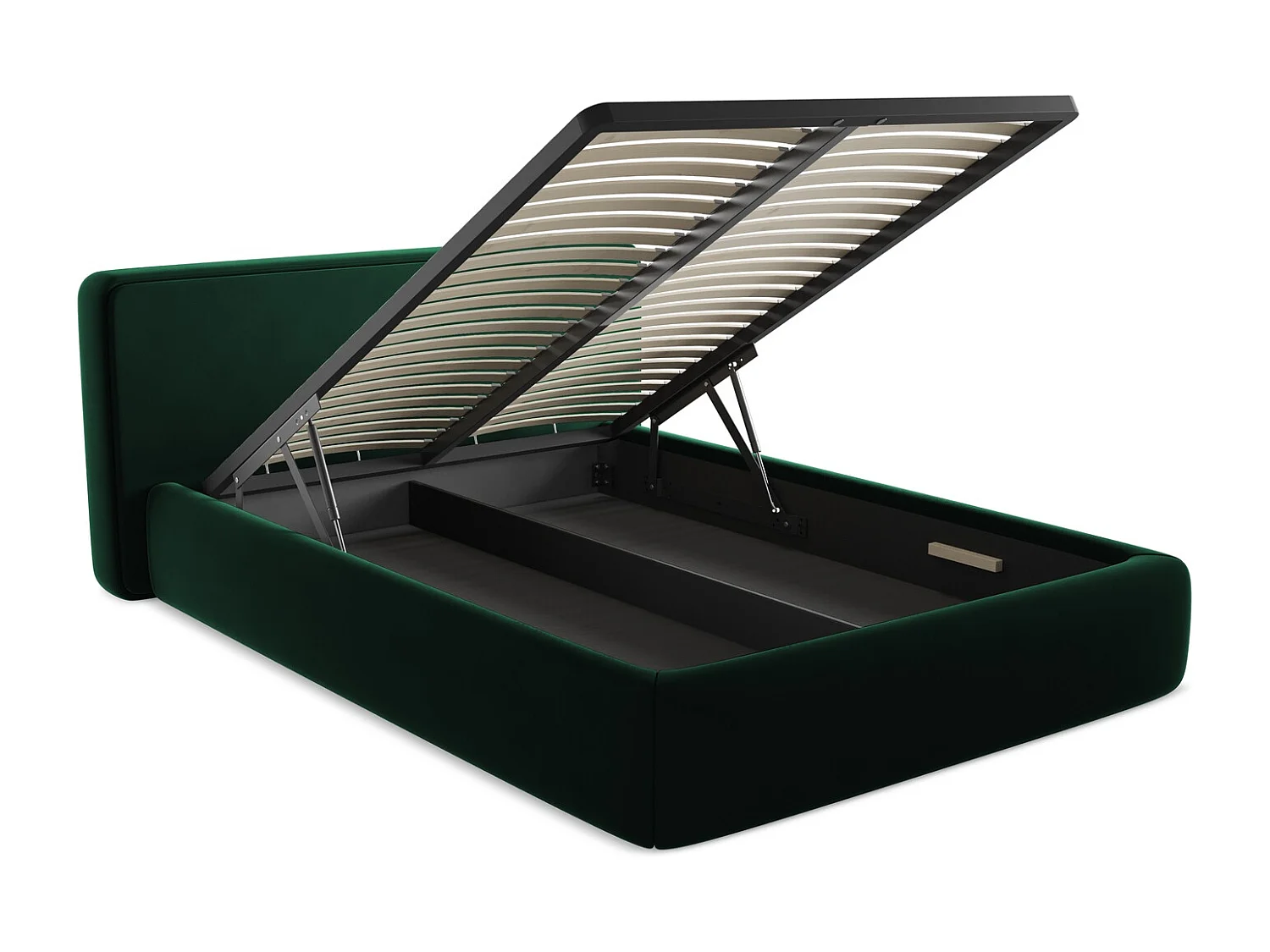 Lit coffre en velours 140 x 200 - bouteille verte - KIANA