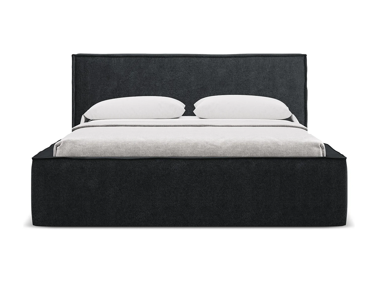 Lit coffre en tissu bouclette 140 x 200 - noir - ANANI
